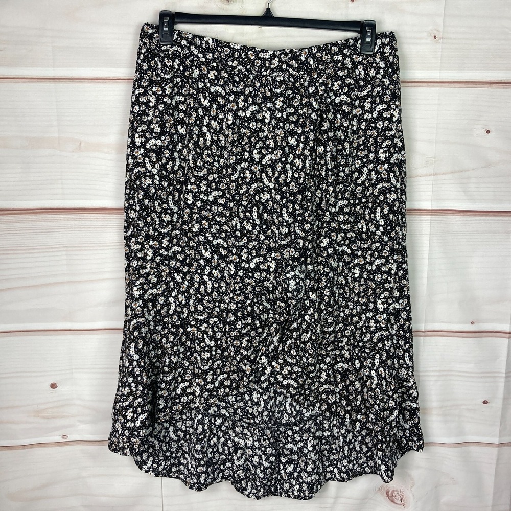 No Boundaries Skirt Junior 3XL Black Floral Daisy Midi Ruffle Hi Low Hem Pull On